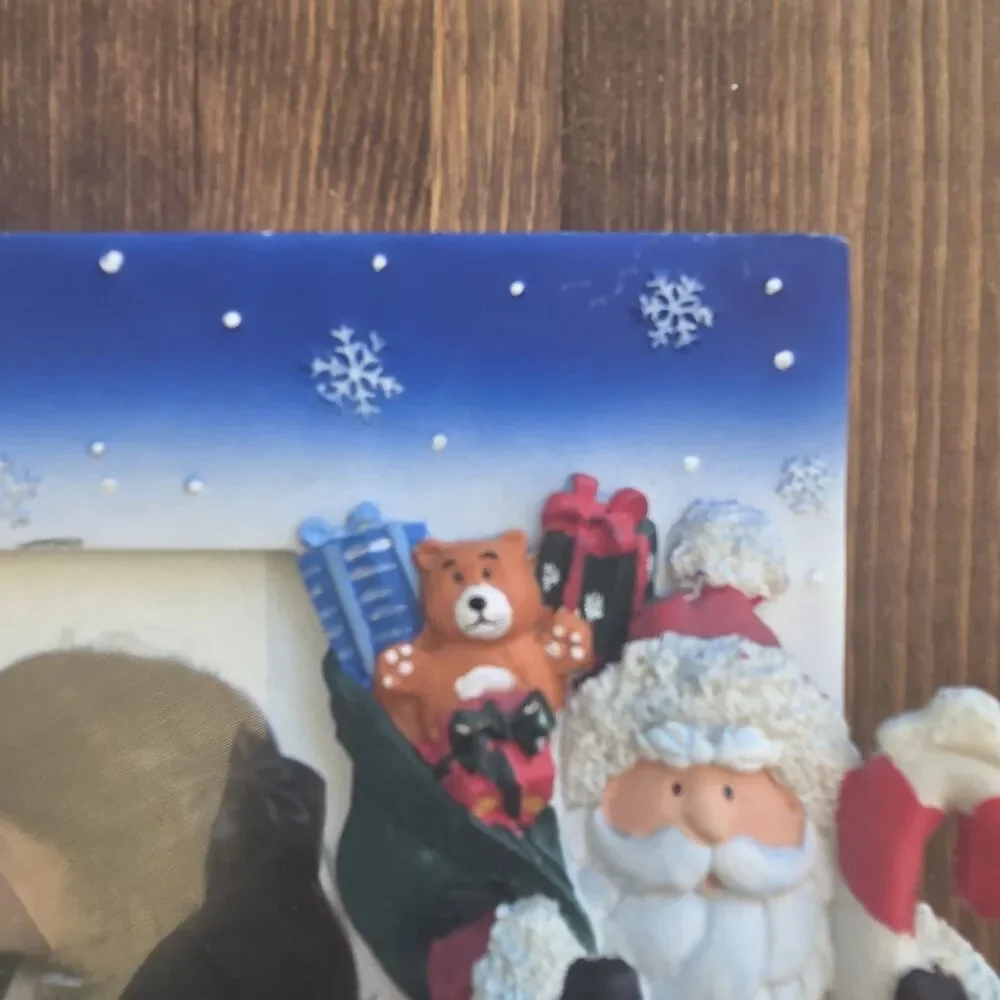 Vintage Christmas Santa Picture Frame 4x6 Holiday Photo Frame Tree & Gifts